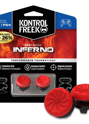 KontrolFreek FPS Freek Inferno for PlayStation 4 (PS4) and PlayStation 4 (PS5) Controller | Performance Thumbsticks | 2 High-Rise Concave | Red
