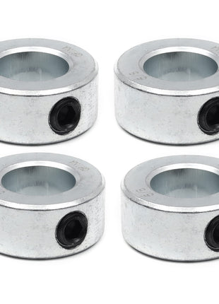 (4-Pack) Zinc Plated Carbon Steel 5/8" Bore Shaft Collars Sets - Screw Style Bore Shaft Collars with 5/8" Bore Size, 1-1/8 Outer Diameter, and 1/2 Width - Suitable for Automotive and Industrial Use