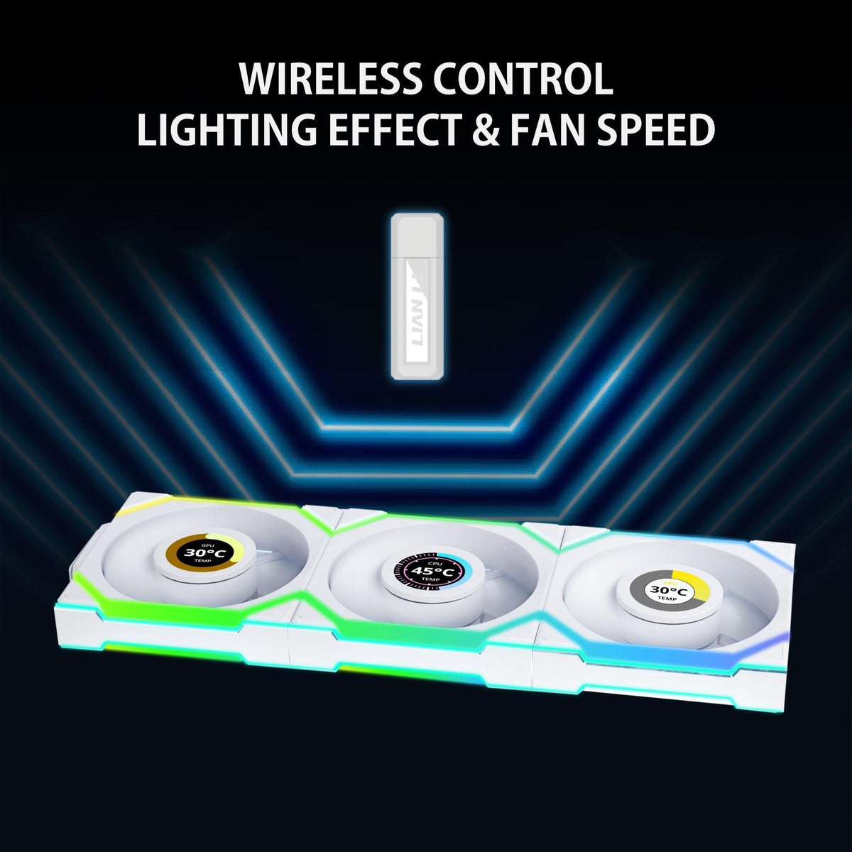 Lian Li UNI Fan SL LCD Wireless (Reverse Blade) 120mm ARGB Fan - Triple Pack - 1.6" LCD Display - 2.4 GHz Wireless Signal for RGB & Fan Control - Controller Included & Required - White(12RSLLCD1W3W)