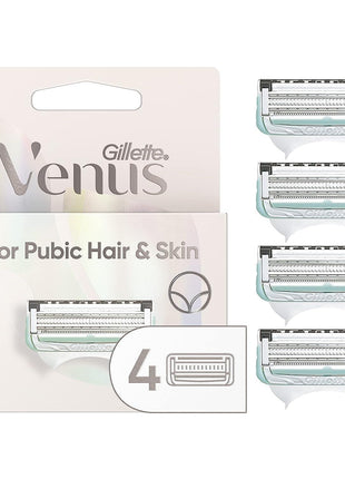 Gillette Venus Intimate Grooming Womens Razor Blade Refills with Bikini Trimmer, 4 Count