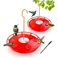 eWonLife Hummingbird Feeder for Outdoors, 2 Pack, Leak-Proof, Easy to Clean and Refill, Saucer Humming Bird Feeder Plastic, Including Hanging Hook, with 5 Feeding Ports (16 Ounce/Pack)