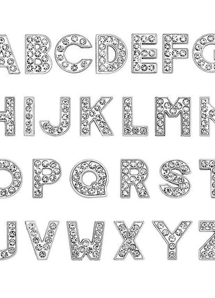 52 PCS A-Z Full Rhinestones Charms 8mm Letters for Hair ClipsSlide Alphabet,Hair Clips,Jewelry Making Charms,Crystal Letters(52 PCS Silver)