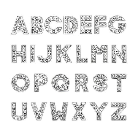 52 PCS A-Z Full Rhinestones Charms 8mm Letters for Hair ClipsSlide Alphabet,Hair Clips,Jewelry Making Charms,Crystal Letters(52 PCS Silver)