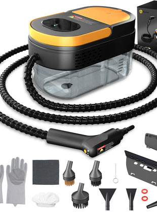 Gautye Steam Cleaner, 3 Level Adjustable Handle, 15s Heat Up, 1.69 Quarts Tank, Portable Steamer for Cleaning with 15 pcs Accessories, Steam Cleaner for Home for Dirt, Grease, Grout, Tile,Floor, Car