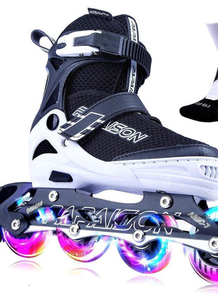 PAPAISON Adjustable Inline Skates for Kids and Adults with Full Light Up Wheels, Outdoor Roller Skates for Girls and Boys, Men and Women