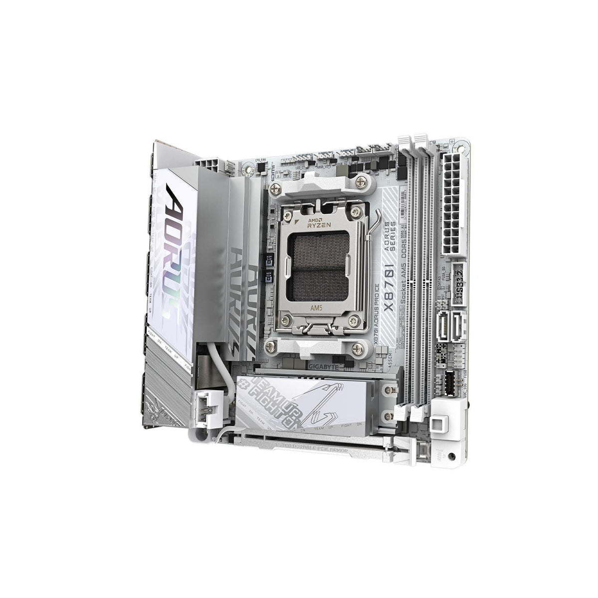 GIGABYTE X870I AORUS PRO ICE AMD AM5 LGA 1718 Motherboard, Mini-ITX, DDR5, 2X M.2, PCIe 5.0, USB-C, WIFI7, 2.5GbE LAN, EZ-Latch, 5-Year Warranty