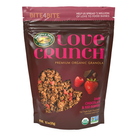 Love Crunch Organic Dark Chocolate & Red Berries Granola, 11.5 oz (Pack of 1), Vegan, Non-GMO, Fair Trade, by Nature's Path