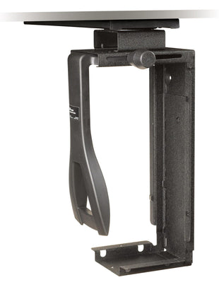 3M Under-Desk Computer Tower CPU Holder, Width Adjust from 3.5 inch to 9.3 inch, Height Adjust from 12.5 inch to 22.5 inch to Fit Most CPU's up to 50 lbs, 3600 Swivel, Steel Construction, 17 inch Track, Black, (CS200MB)