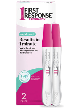 First Response Rapid Result Pregnancy Test, 2 Pack | Results In 1 Minute, Over 99% Accurate*, Easy-to-Read Results, Trusted For 30 Years