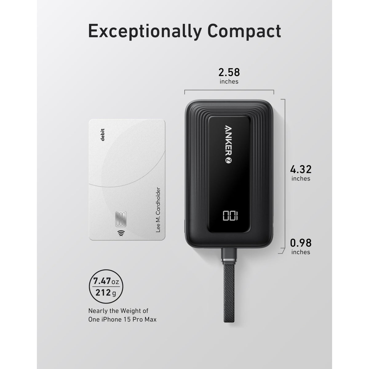 Anker Portable Charger, 10,000mAh 30W Power Bank, USB-C in and Out Fast Charging Battery Pack, Travel Essential Phone Power Bank, for iPhone 16/15, iPad, MacBook, Galaxy, Google, and More