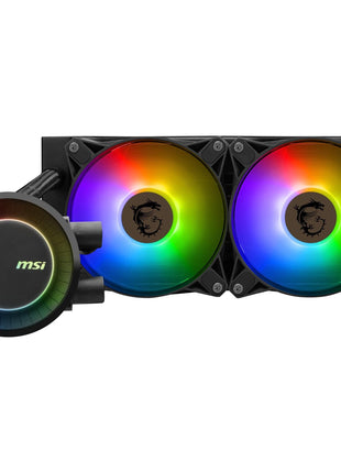 MSI MAG CoreLiquid E240 Black - AIO ARGB CPU Liquid Cooler - Rotating Cap Design - 240mm Radiator - Dual 120mm ARGB PWM Fans - LGA 1700/1851 / AM5/AM4 Compatible