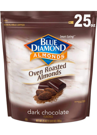 Blue Diamond Almonds, Oven Roasted Dark Chocolate Flavored Snack Nuts, Plant-Based Protein and Fiber, Perfect for Events, Holidays, Parties, and Lunch, Guilt-Free Snacking with Real Cocoa, 25 Oz Resealable Bag (Pack of 1)