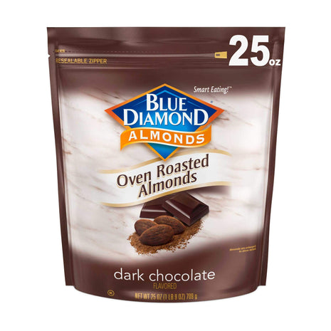 Blue Diamond Almonds, Oven Roasted Dark Chocolate Flavored Snack Nuts, Plant-Based Protein and Fiber, Perfect for Events, Holidays, Parties, and Lunch, Guilt-Free Snacking with Real Cocoa, 25 Oz Resealable Bag (Pack of 1)