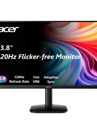 acer KB242Y - 23.8 Inch IPS Zero-Frame Full HD (1920 x 1080) Monitor | Tilt | Up to 120Hz Refresh | 1ms (VRB) | sRGB 99% | HDMI & VGA Ports | Adaptive-Sync Support (FreeSync Compatible)