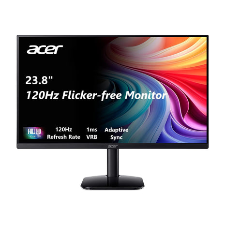 acer KB242Y - 23.8 Inch IPS Zero-Frame Full HD (1920 x 1080) Monitor | Tilt | Up to 120Hz Refresh | 1ms (VRB) | sRGB 99% | HDMI & VGA Ports | Adaptive-Sync Support (FreeSync Compatible)
