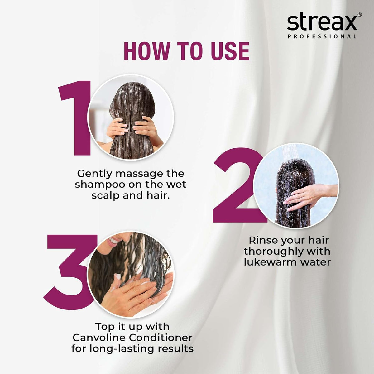 Streax Professional Canvoline Straightening Post Care Shampoo for Women | Enriched with Kera-Chargeô Complex | Anti Frizz & Hair Breakage | Soft & Tangle Free Hair | Sulphate & Paraben free | 300ml