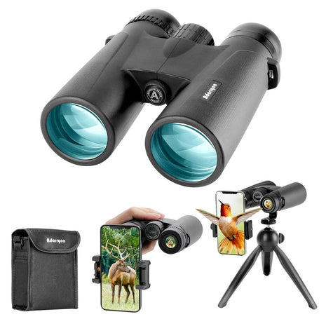 12x42 High Powered Binoculars for Adults, Phone Adapter and Tripod | BAK4 Prism, FMC Optics, Waterproof, 367ft Wide View, 18.5mm Eyepieces for Bird Watching Cruise Travel Wildlife Viewing Sports