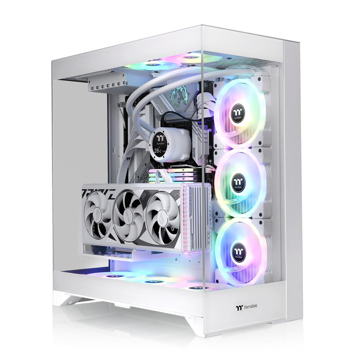 CTE E550 TG Snow Mid Tower ATX Case; 3 Tempered Glass Panels; Hidden-Connector Motherboard Support; Three-Way VGA Installations; Dual Chamber Design; CA-1Z8-00M6WN-00; 3 Year Warranty