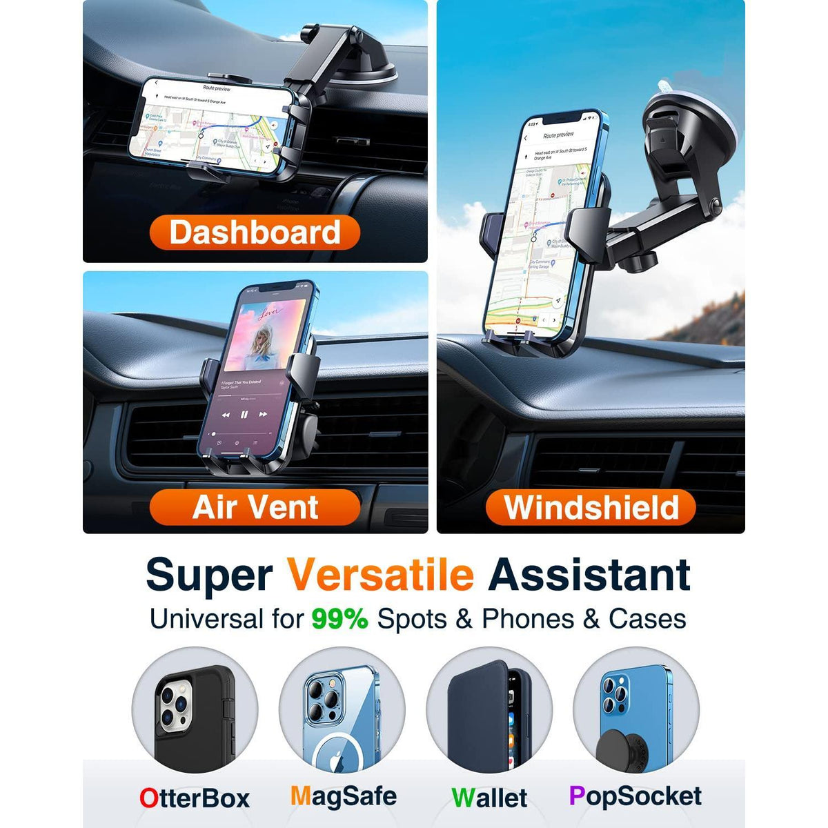 VANMASS 【85+LBS Strongest Suction & Military-Grade 2025 Ultimate Car Phone Mount【Patent & Safety Certs】 Cell Phone Holder Truck Desk for Dashboard Windshield Vent for iPhone 16 15 Pro Max 14 Samsung