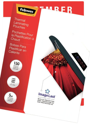Fellowes Thermal Laminating Pouches, ImageLast, Jam Free, Letter Size, 5 Mil, 150 Pack (5204007), Clear