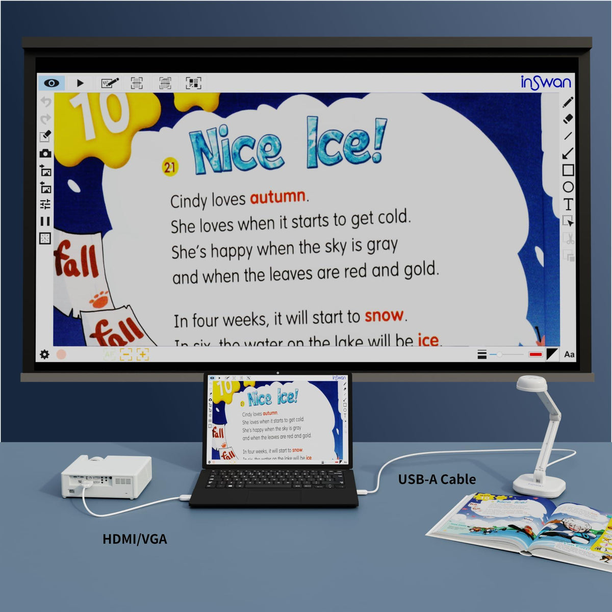 INSWAN INS-1 USB Document Camera — 8MP Ultra HD, Auto Focus, LED Light, Built-in Microphone, Mac OS, Windows, Chromebook Compatible for Distance Learning, Remote Teaching, Web Conferencing, Live Demo