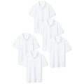 Amazon Essentials Boys' Short-Sleeve School Uniform Pique Polo Shirts, Pack of 5, White, Small