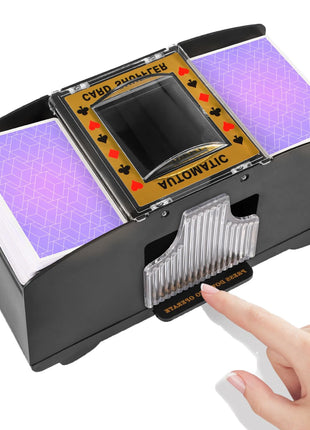 FEIERYA Automatic Card Shuffler 2/1/4/6 Deck | Battery-Operated Electric Playing Card Shuffler,Compatible with UNO,Poker for Home Card Game,Travel