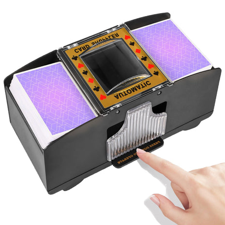 FEIERYA Automatic Card Shuffler 2/1/4/6 Deck | Battery-Operated Electric Playing Card Shuffler,Compatible with UNO,Poker for Home Card Game,Travel