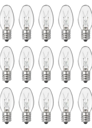 Salt Lamp Bulbs - 15 Watt Light Bulbs for Scentsy Wax Warmer - C7 Replacement Bulbs for Plug in Wax Diffuser- Warmwhite - Dimmable,15 Packs