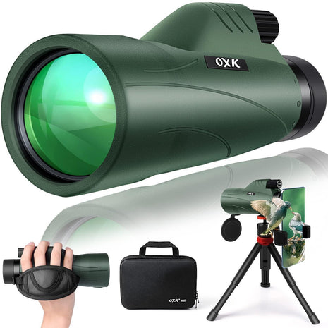 12x56 High Power Monocular Telescope for Adults with Smartphone Adapter | Large BAK4 Prism & FMC Lens Monoculars, Comes with Tripod Travel Bag, Suitable for Bird Watching Hunting Hiking Camping Gift