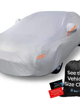 EzyShade 10-Layer Car Cover Waterproof All Weather - See Vehicle Size-Chart - Car Covers for Automobiles & Car Snow Cover - Full Exterior Covers - Winter Rain Sun SUV Sedan. Size A4 (See SizeChart)