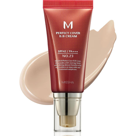 MISSHA M Perfect Cover BB Cream No.23 Natural Beige -Light/Medium with Cool/Neutral Undertone SPF 42 PA +++ 1.69 Fl Oz - Tinted Moisturizer for face with SPF