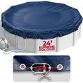 24 ft Round Pool Cover for Above Ground Pools, Above Ground Pool Cover, Swimming Pool Cover, Winter Pool Cover, Keeps Out Debris, Cold and UV Resistant, Supreme Mesh, Navy Blue
