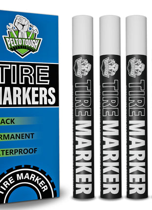 White tire Paint Marker for Car Tire Lettering - 4 Pack - Permanent Tire Paint Pens with Weatherproof Ink Designed to Last on Car Tires and Many Other Materials