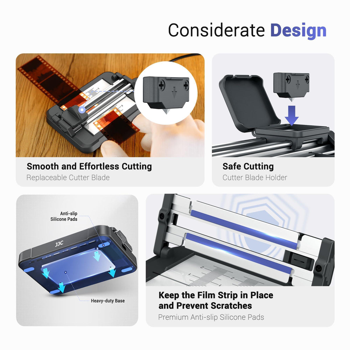 JJC Negative Slide Film Cutter for 35mm 120 Format Strip, 35mm Film Trimmer with 11-Level Brightness Adjustable LED Backlight Panel Support USB-C Charging and Graduated Mark for Clean Cutting