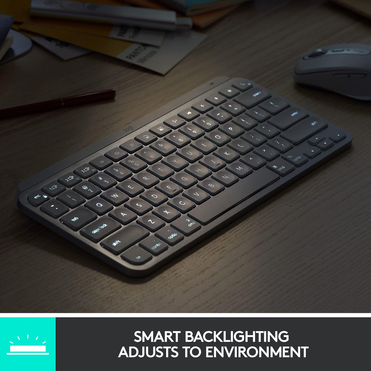 Logitech MX Keys Mini Minimalist Wireless Illuminated Keyboard, Compact, Bluetooth, Backlit, USB-C, Compatible with Apple macOS, iOS, Windows, Linux, Android, Metal Build - Rose