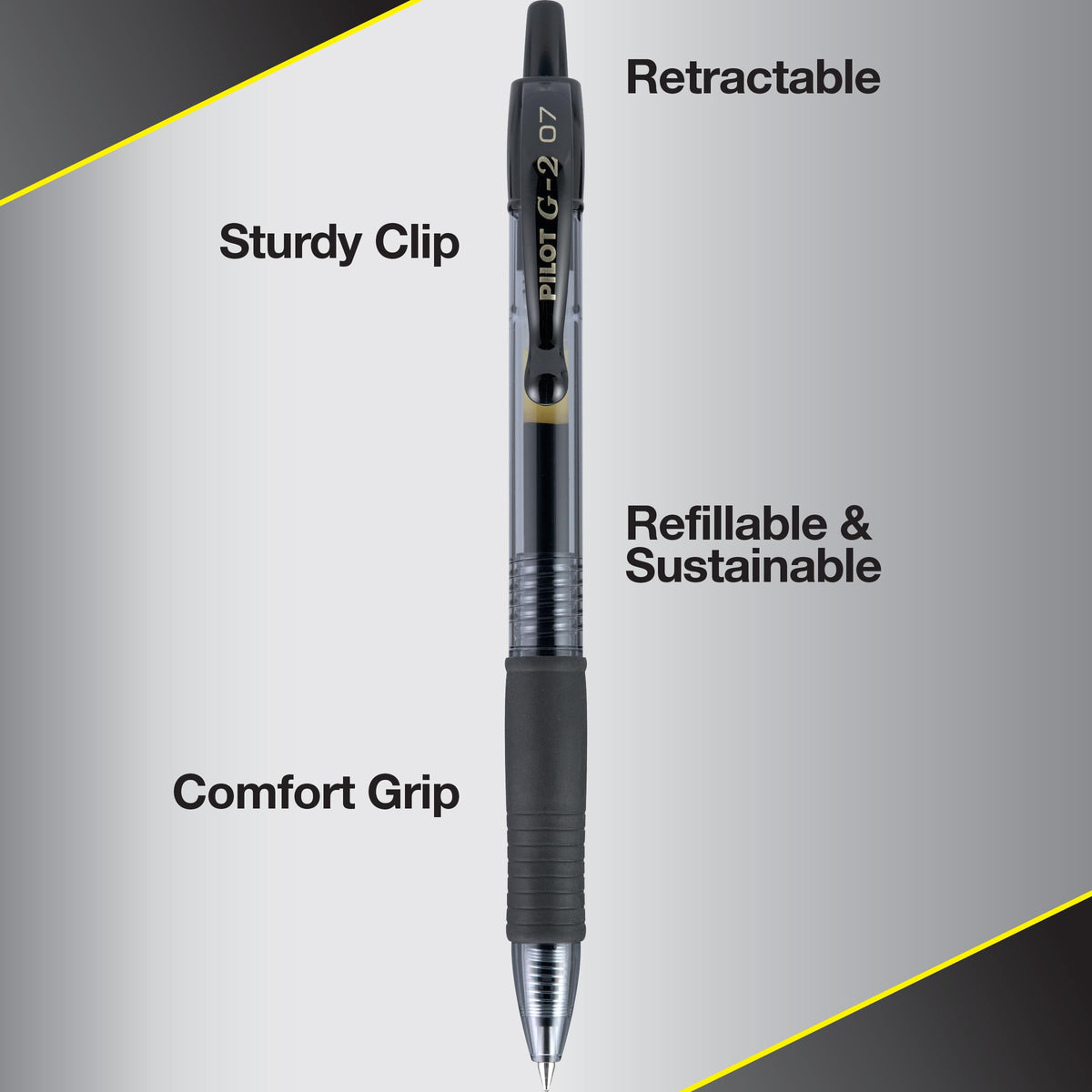 Pilot G2 Premium Gel Roller Pens 0.7, Fine Point Smooth Writing Pens Black, Pack of 5