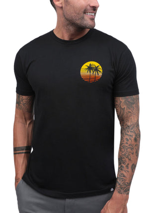 INTO THE AM Meta Beach II Graphic Tee for Men - Short Sleeve Design T-Shirts (Black, Large)