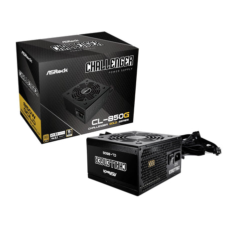 ASRock Challenger 850W Power Supply Auto iCOOL Intelligent Fan Control 120mm Golf Blade 5 Years Warranty CL-850G 80 Plus Gold Certified Non-Modular ATX3.1 PCIe5.1 12V-2x6 Cable