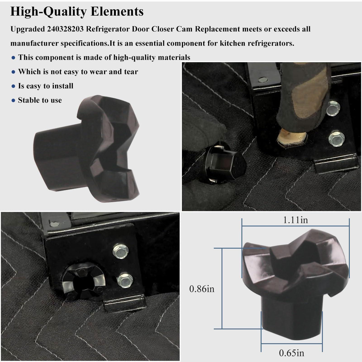 2 Pcs 240328203 Refrigerator Door Hinge Bushing Bearing Closing Cam, Replacement for Frigidaire Electrolux Refrigerator Parts, Fit for The Bottom Door, Replaces Part # AP3757897,1056737, PS976452