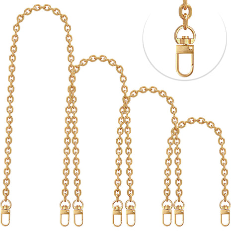 4 Pcs Different Size Purse Chain Strap Cross body Chain Strap Replacement Chain for Handbag Shoulder Bag Purse(15.7/23.6/31.5/47.2 Inches-O chain 0.28 Inch, Gold)