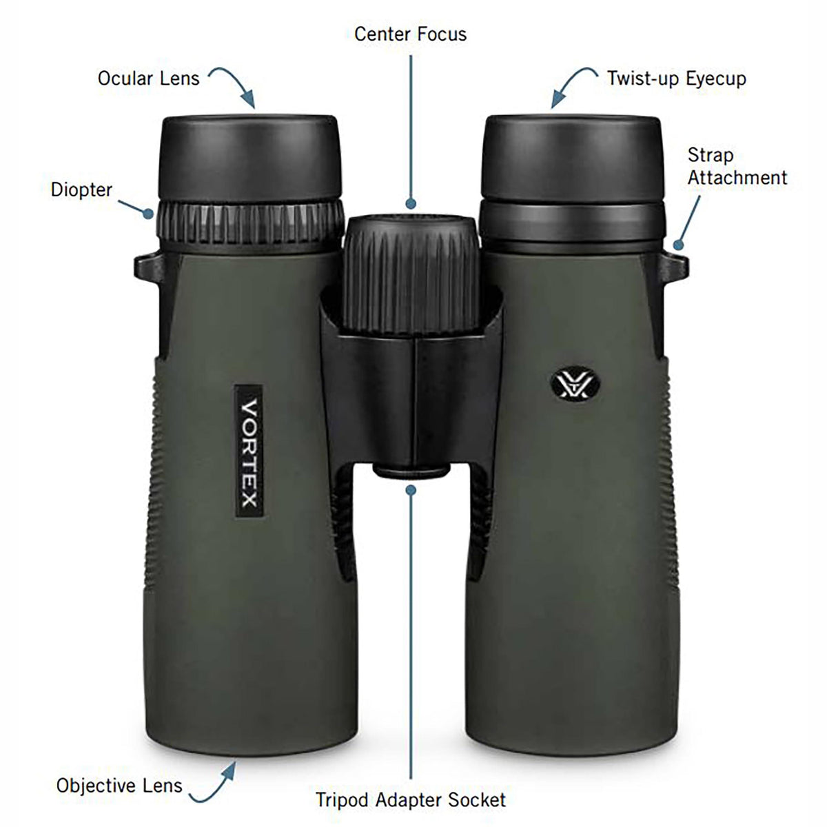 Vortex Optics Diamondback HD 12x50 Binoculars - HD Optical System, Non-slip Grip, Waterproof, Fogproof, Shockproof, Included GlassPak - Unlimited, Unconditional Warranty