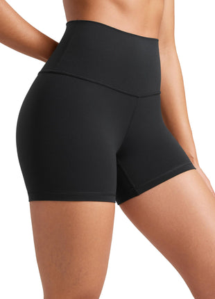 CRZ YOGA Womens Butterluxe Biker Shorts 4'' - High Waisted Booty Workout Volleyball Yoga Spandex Black Small