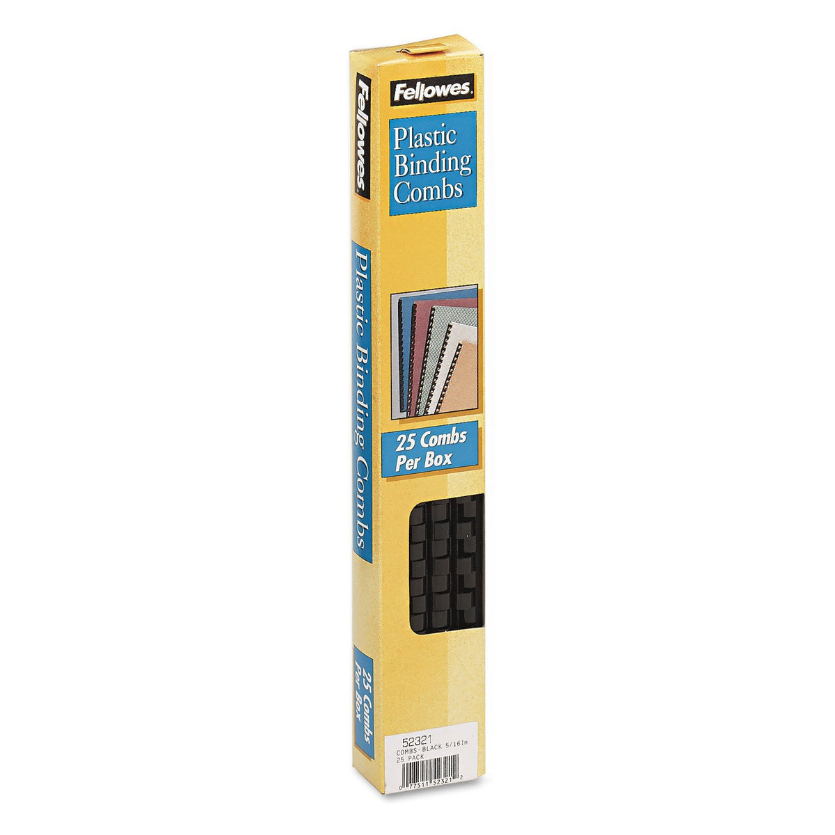 Fellowes 52321 Plastic Comb Bindings, 5/16-Inch Diameter, 40 Sheet Capacity, Black, 25 Combs/Pack