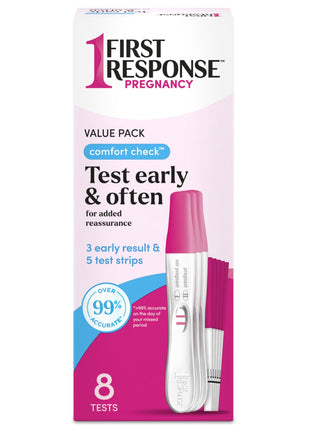 FIRST RESPONSE Comfort Check Pregnancy Test, 8 Count, Pink & White