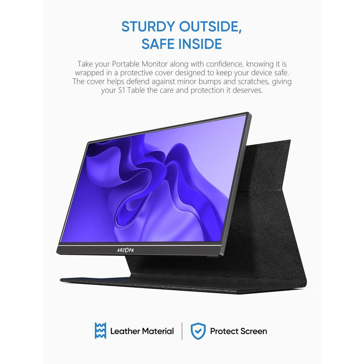 ARZOPA Portable Monitor, 15.6'' 1080P FHD Laptop Monitor USB C HDMI Computer Display HDR Eye Care External Screen w/Smart Cover for Mac Phone Xbox Switch PS5-S1 Table