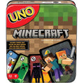 Mattel Games UNO Card Game, Gifts for Kids and Family Night, Themed to Minecraft Video Game, Travel Games, Storage Tin Box