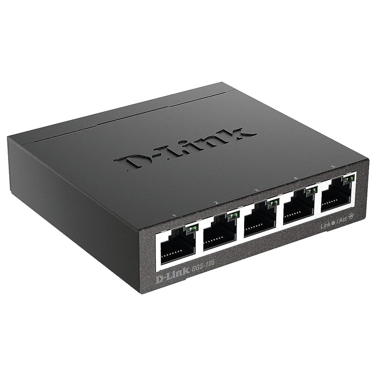 D-Link Ethernet Switch, 5 Port Gigabit Unmanaged Metal Desktop Plug and Play Compact (DGS-105),Black