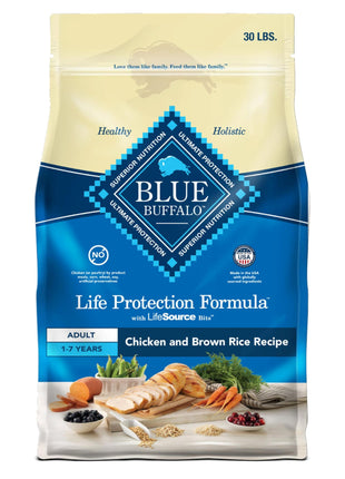 Blue Buffalo Life Protection Formula Adult Dry Dog Food, Helps Build and Maintain Strong Muscles, Made with Natural Ingredients, Chicken & Brown Rice Recipe, 30-lb. Bag