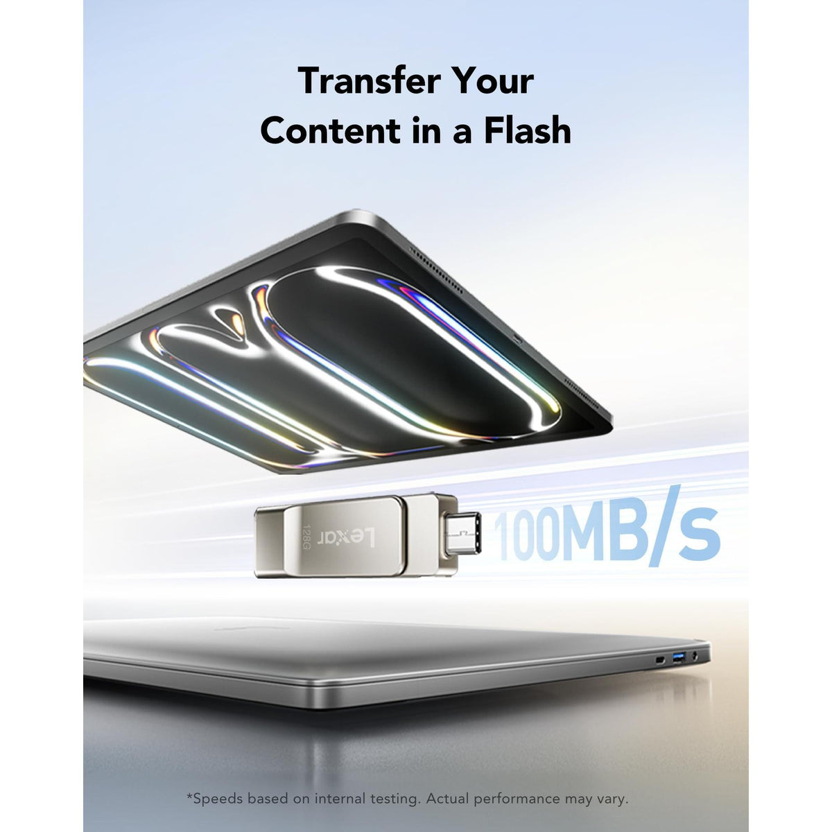 Lexar D40E 128GB Dual USB 3.2 Gen 1 Type-C Jump Drive, USB-C Flash Metal Housing Swivel Design Thumb Drive